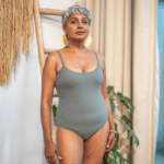 Modern Indian women wearing Timala swimwear in different styles, celebrating body diversity and comfort.
