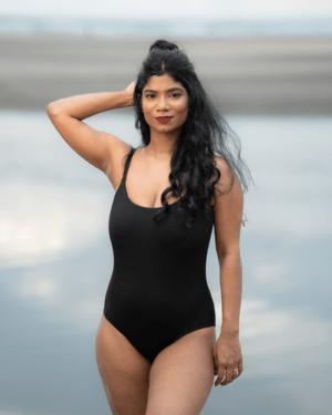 Roop – Ribbed Black One-Piece Swimsuit